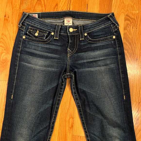 EUC Women's True Relgion Becky Bootcut Jeans Swarovski Crystal Buttons Size 28 - Picture 2 of 9